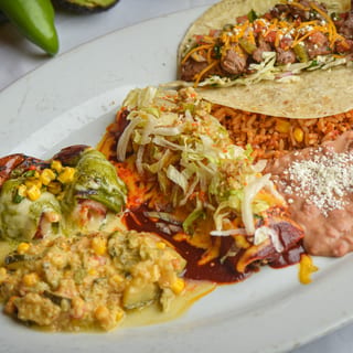 #4 Manchego Shrimp, Carnita Enchilada, Carne Asada Taco