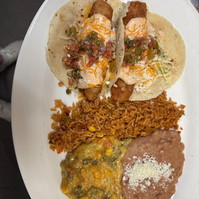 Fried Fish Taco Plate.